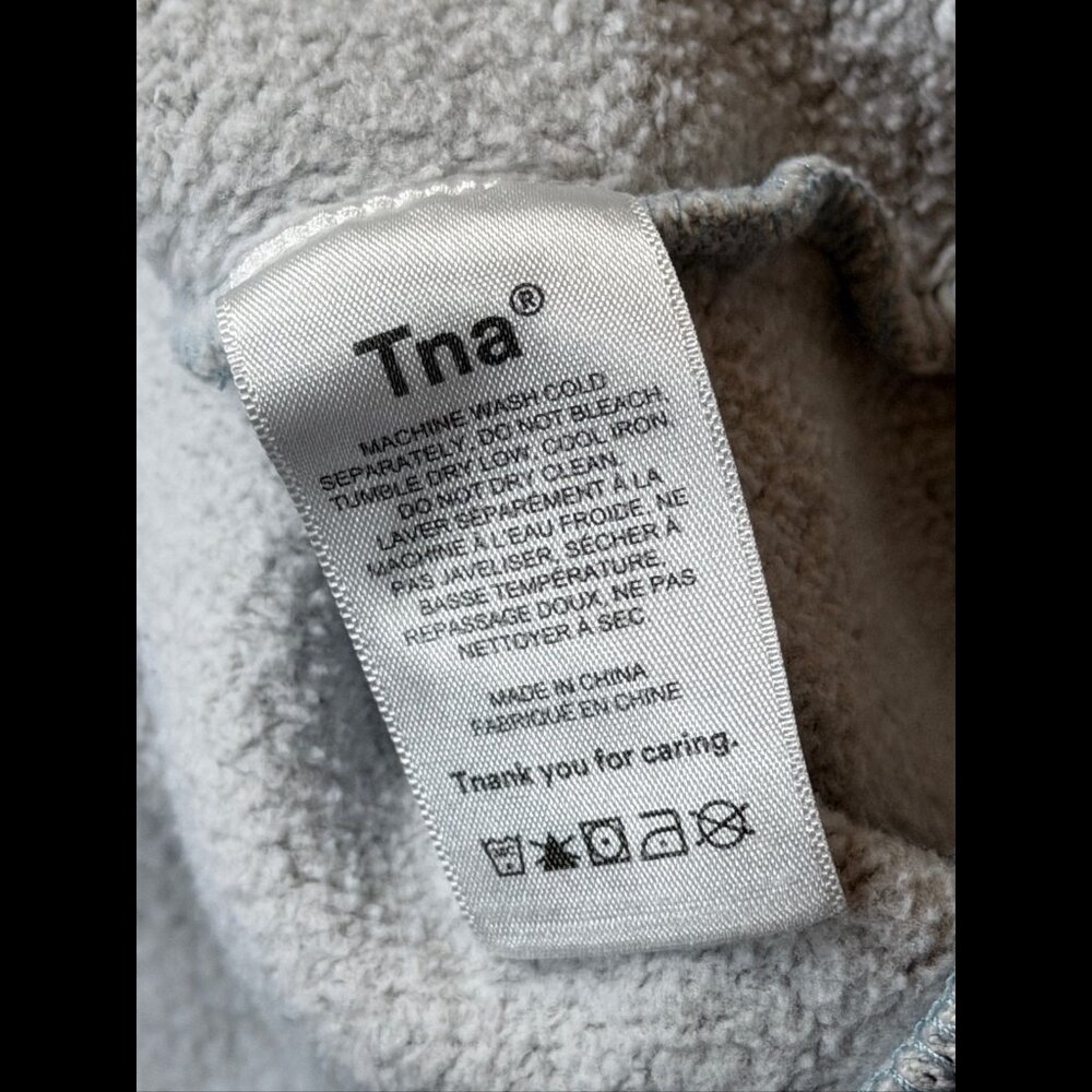 TNA Sweatshirt 3 / Large Womens Blue Fleece Pullover Crewneck Sweater - Picture 9 of 10